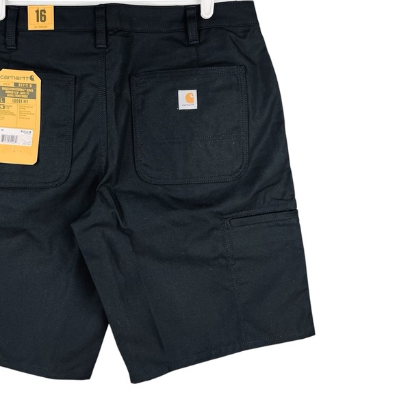 NWT Carhartt Women's Rugged Flex Canvas Utility Work Black Shorts Size 16 Casual - Picture 4 of 14